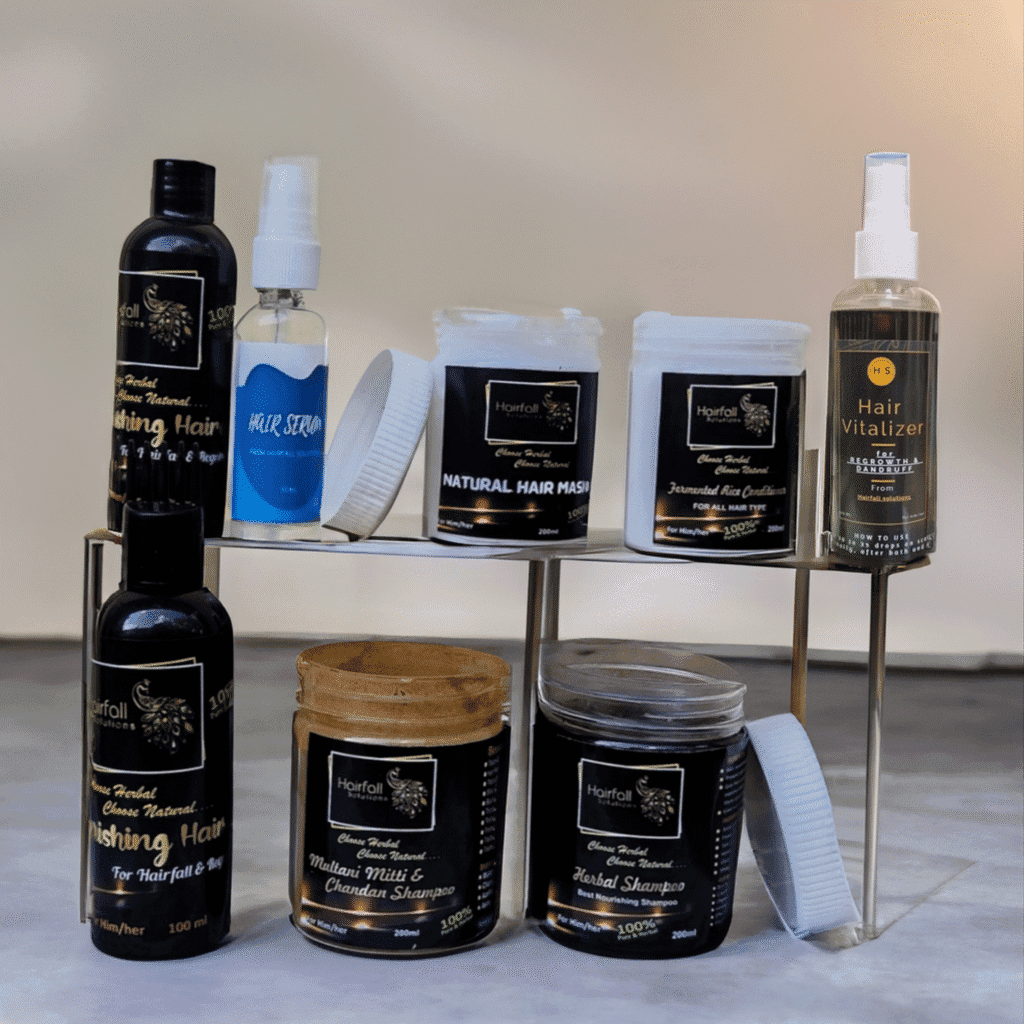 Hairfall Solutions Complete Hairfall & Regrowth Kit – Ayurvedic Oil, Shampoos, Conditioner, Hair Mask, Serum & Vitaliser By Tera Herbals