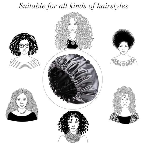 Model Wearing Tera Herbals Silk Bonnet for Frizz-Free, Tangle-Free Hair